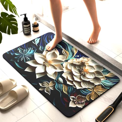 Image of SKVM Water Absorbent mat for Bathroom Kitchen Floor Door Entrance Anti Slip Floor Foot Anti Skid Bathroom Shower mat (Design 14)