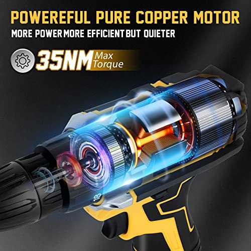 Yemetey Cordless Drill Driver 12V, Electric Screwdriver with 2 Batteries 1.5Ah, 35 Nm Torque, 2-Speed, 18 + 1 Torque Setting, 3/8"Chuck, LED Light, 34Pcs Accessories and Case, for Repair & DIY 3 Yemetey Cordless Drill Driver 12V, Electric Screwdriver with 2 Batteries 1.5Ah, 35 Nm Torque, 2-Speed, 18 + 1 Torque Setting, 3/8"Chuck, LED Light, 34Pcs Accessories and Case, for Repair & DIY - Image 3