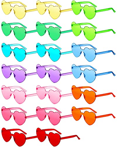 Cindeer 20 Pair Kid Heart Shaped Sunglasses End of The School Year Gift Pre K Graduation Gift Candy Rainbow Age 5-12(Multicolor)