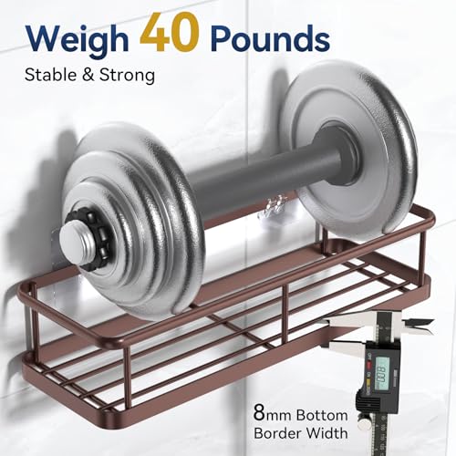 Image of YASONIC Shower Caddy Adhesive, Rustproof Shower Organizer, Large Capacity Shower Shelves for Inside Shower, No Drilling Bathroom Organizers and Storage for Home Decor (2 Pack Bronze)