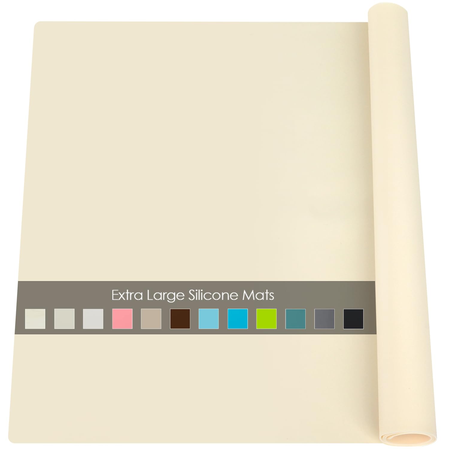 Extra Large Silicone Mats for Countertop - Counter Table Protector Placemats for Baking Crafts, Kids Dinner Placemat Nonstick Nonskid Heat-Resistant Kitchen Pad, 23.6'' x 15.7'', Beige