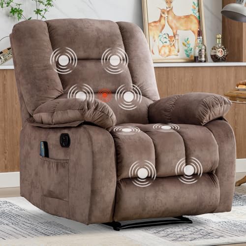 Sillón ergonómico reclinable marrón de terciopelo miniatura 4
