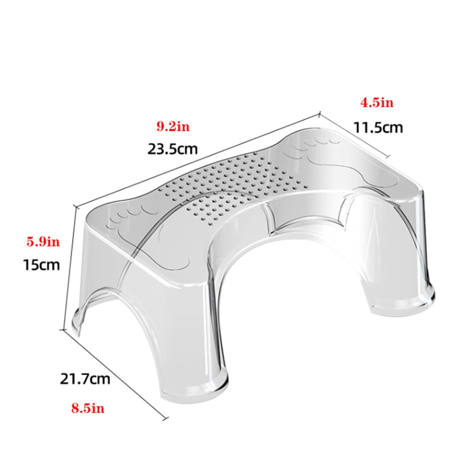 Sgabello vasino for Fare la Cacca, plastica, Sgabello poggiapiedi Trasparente for Bagno, Facile da riporre, Sgabello WC for Adulti Antiscivolo, Quadrato, for Adulti e Bambini(A)