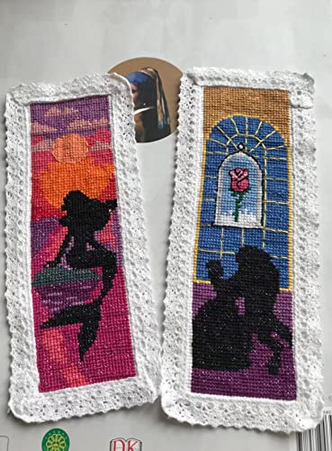 12 Pieces Princess Diy Cotton Cross Stitch Bookmark,Cotton Edged Book Mark Classical Fairy Princess Counted Cross Stitch Kit #TOP2