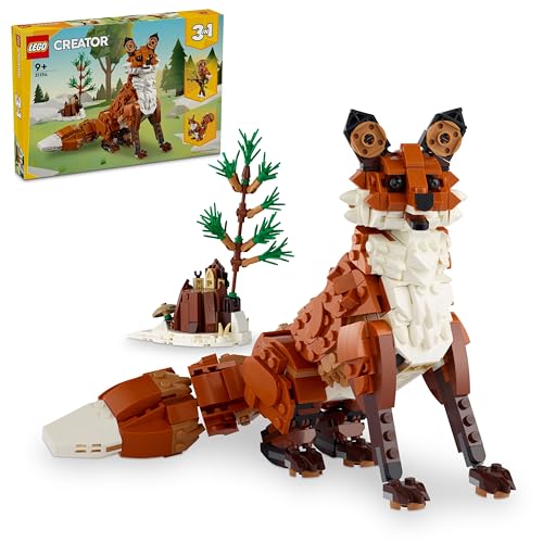 LEGO Creator 3-in-1 Forest Animals: Red Fox, Transformable Toy into Owl or Squirrel, Game and Decoration Set, Gift Idea for Boys and Girls from 9 Years Old 31154