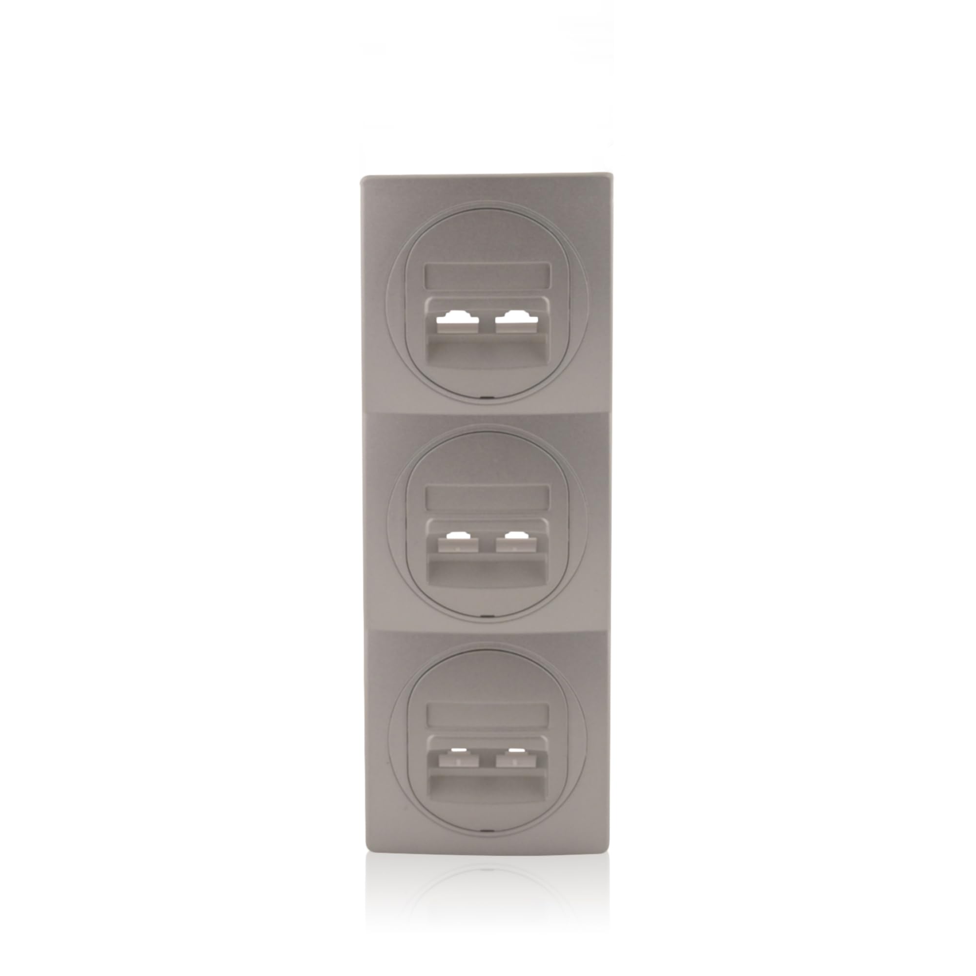 3x Datenbuchse Nobilis Set Silber 2xRJ45 Cat 6 FTP, Ø 60 mm & 3-fach Rahmen 80x222 mm vertikal ABS