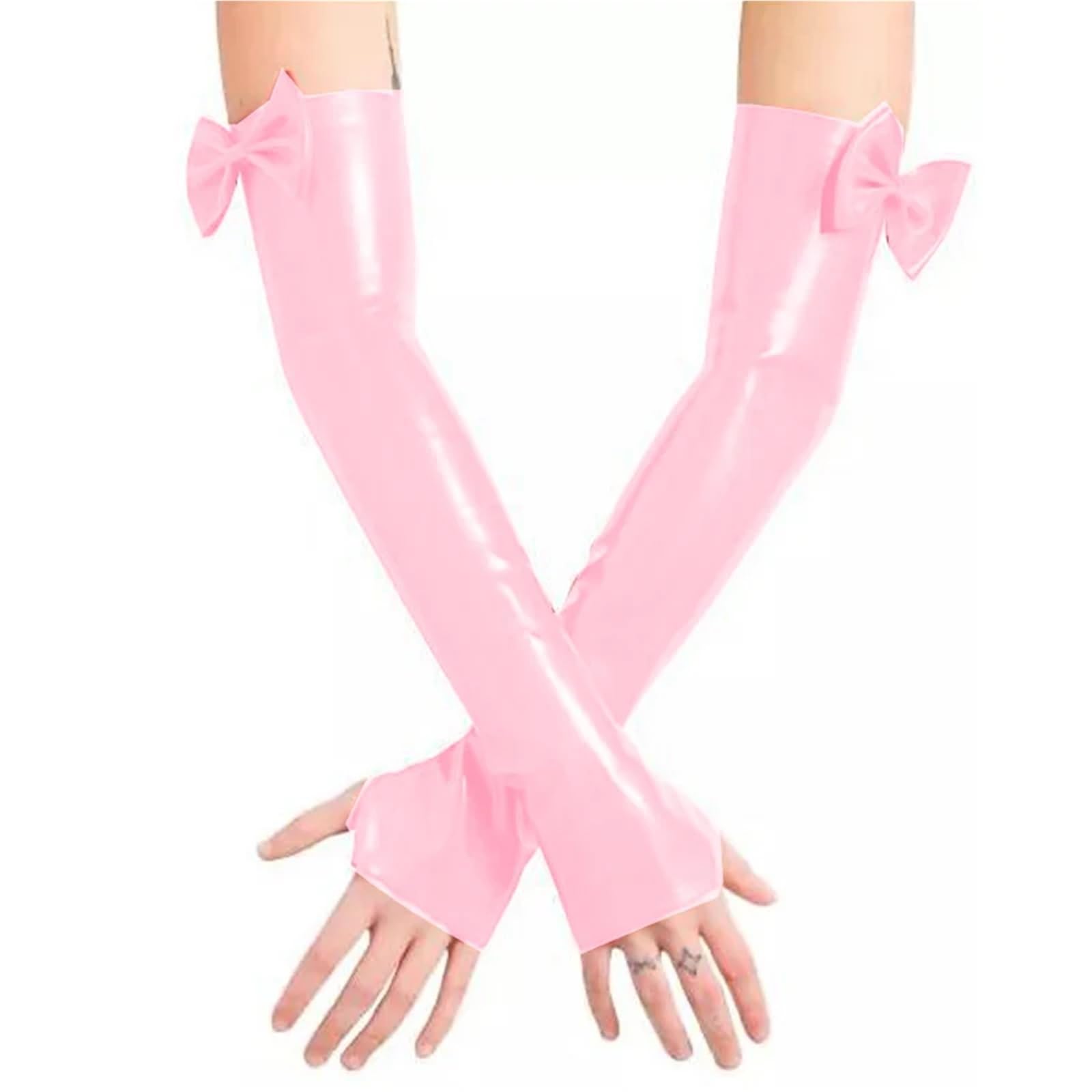 Guantes Largos Mujer Guantes sin dedos Club baile Bowknot guantes de mano largos Vintage fiesta mujeres hasta el brazo