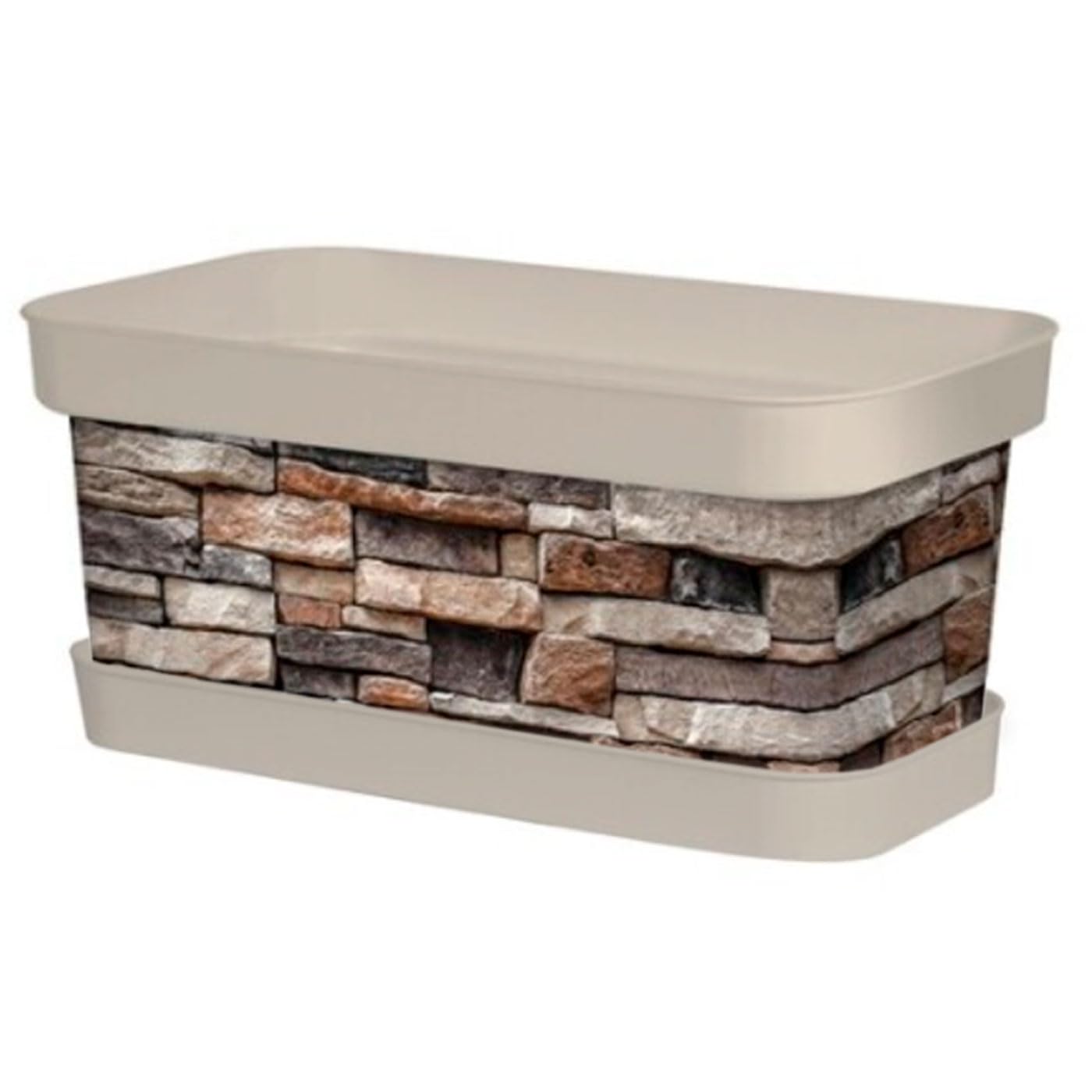 AC - Jardinera con Plato - Fabricado en Polipropileno - PLFT - Macetero para Jardin - Maceta para Plantas y Flores Rectangular de Plástico con Agujeros de Drenaje - 50 cm - Color Antracita — view 22