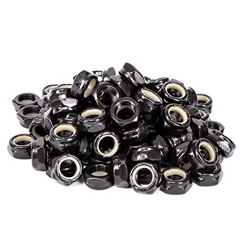 Cal 7 Black 55mm Kingpin Nuts for Skateboards, 100 Pack