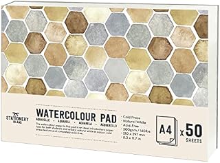 STATIONERY ISLAND Watercolour Paper 300gsm A4 Water Colour Art Pad 50 Sheets Watercolor Sketchbook for Artist Student Kids Landscape Painting, Drawing and Sketching