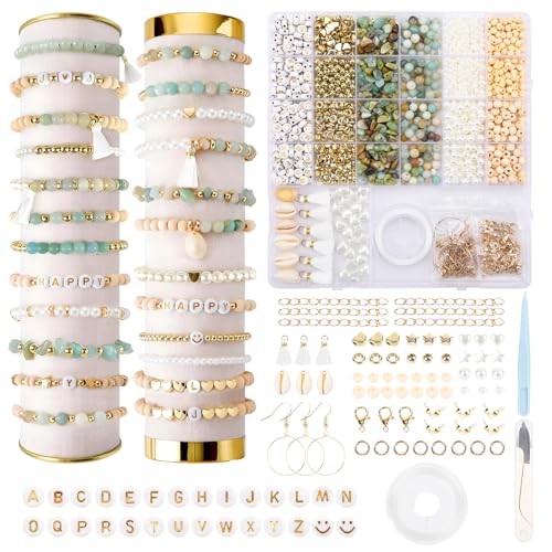 Perline per Braccialetti, Kit 1650 Pietre Naturali Fai Da Te, 6mm Lettere per Gioielli Collane Bracciali Adulti,perline per bigiotteria fai da te,kit braccialetti