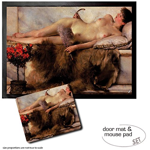 Set: 1 Door Mat Floor Mat (28x20 inches) + 1 Mouse Pad (9x7 inches) - Sir Lawrence Alma-Tadema, in The Tepidarium, 1881