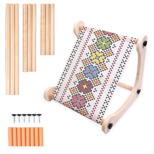 Soporte de Bordado Ajustable de Madera, Bastidor de Bordado Escritorio, Soporte para Marco de Punto de Cruz, Accesorio de Costura para Sofá, Sillón, Hecho a Mano, Herramienta Costura para Hogar Viaje