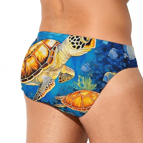 Sea Turtles Men's Swim Briefs Sexy Bikini Swimsuit Beach Shorts Underwear Low Waist3