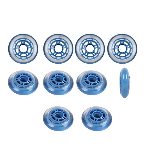 Player's Choice Roller Hockey Wheels Indoor 80mm 78A Soft Inline Skate Clear/Blue 10 Pack
