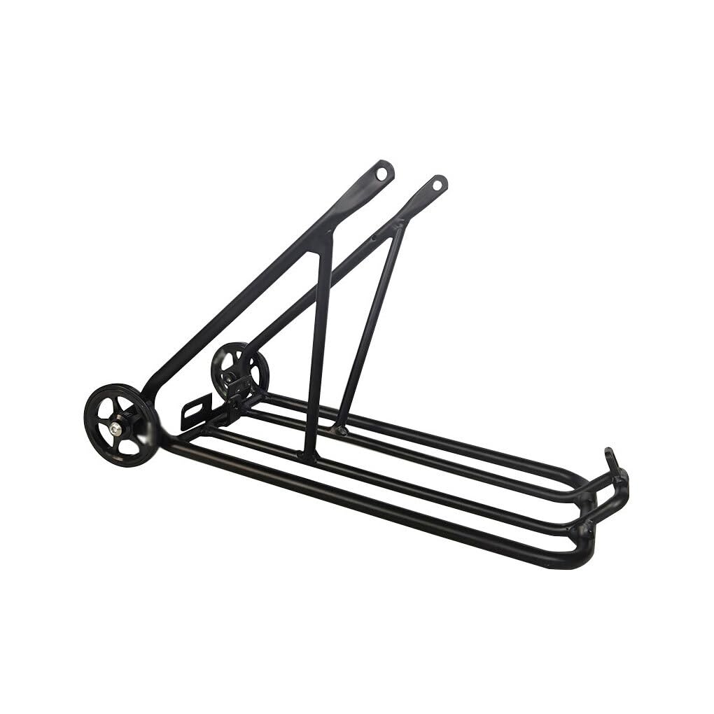 mophrati Folding Bicycle Luggage Carrier Alloy Portable Heavy Duty Washable Rear Rack Shelf with Wheels Replacement for Brompton