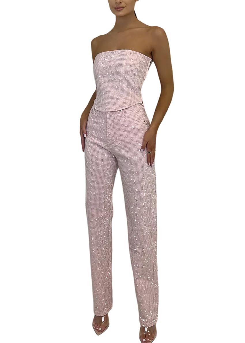 shownicer Tailleur Donna Eleganti Completo 2 Pezzi Senza Maniche Tops + Pantaloni Blazer Casual Estivo Tuta