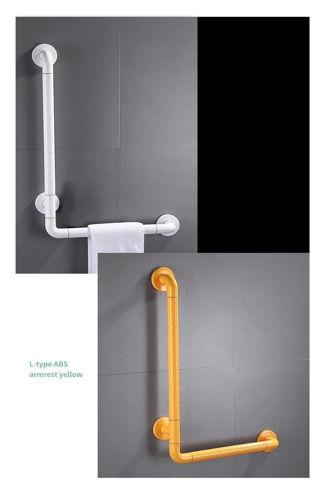 Asideros de baño, pasamanos de bañera, pasamanos de ABS Antideslizante en Forma de L, Amarillo/Blanco, asidero de Seguridad para Inodoro, Ducha y bañera, pasamanos de Seguridad