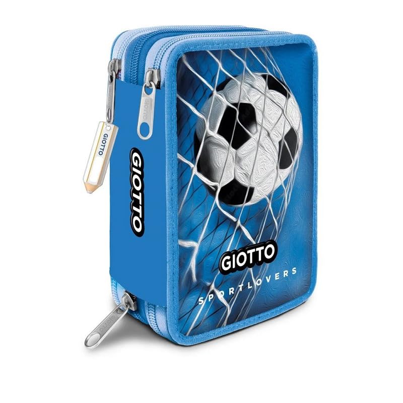 Giotto Sportlovers Astuccio Scuola 3 Zip, Calcio, PVC, Stile Sportivo, Blu