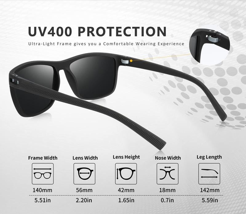 3 Pairs Simple Sunglasses For Everyday Use, Unisex Polarized Glasses, Square Eyewear,Lightweight Frame Sun Glasses with UV Protection, Travel Accessories，Sunglasses for Men4