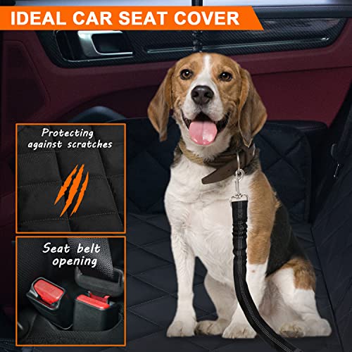 Autoschondecke Hund Rücksitz, Hundedecke Auto Rückbank (134x118cm), mit 2 Elastischen Hundesitzgurt, Haltbare Kratzfest & Wasserdicht Hund Schutzdecke für Nahezu Alle LKWs PKWs SUVs