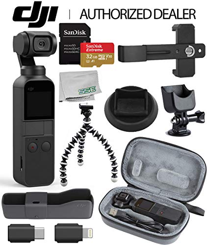 DJI 2019 Osmo Pocket Handheld 3 Axis Gimbal Stabilizer with Integrated Camera Essentials