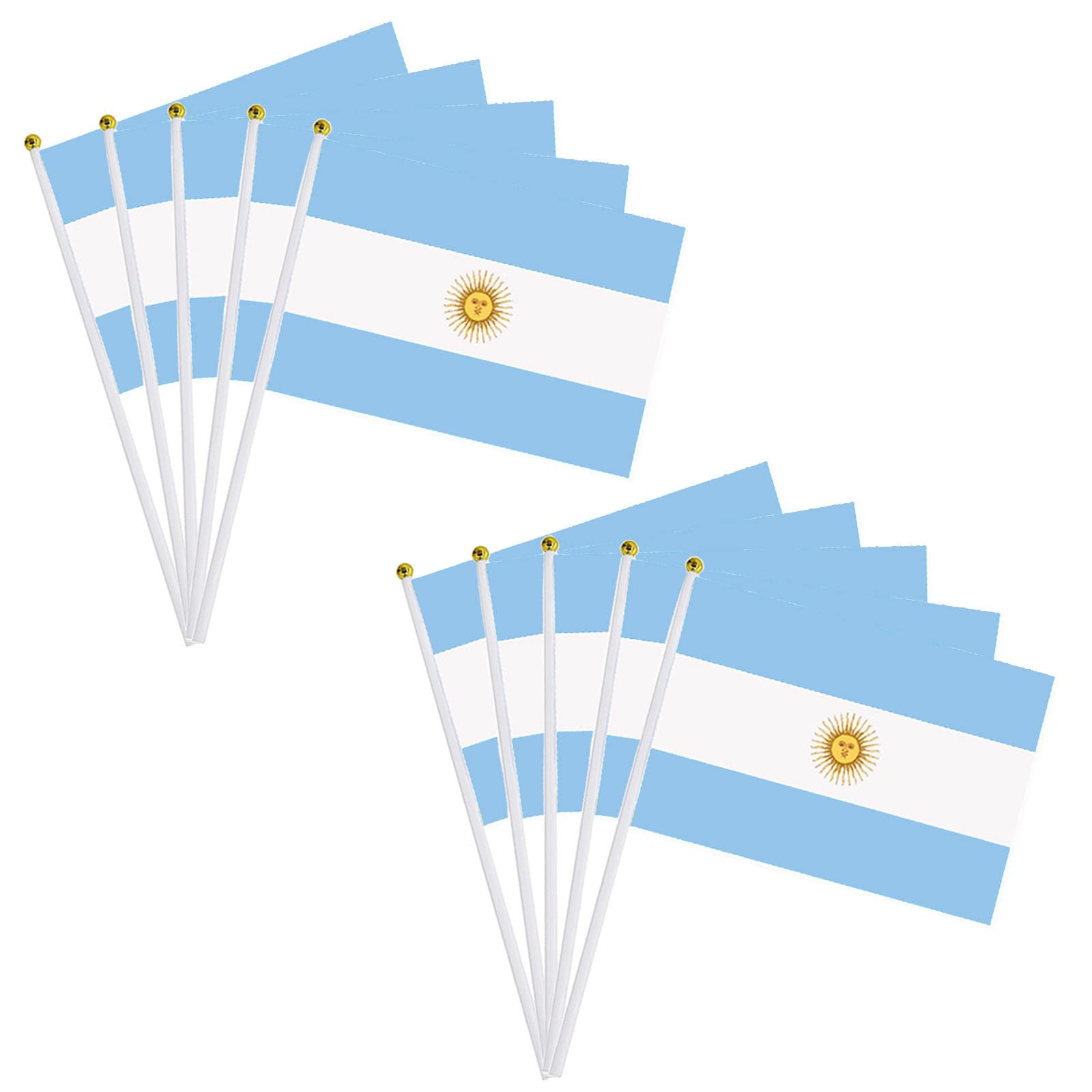10pcs Mini Argentina Handheld Flags Stick Flags, Small Argentina Flags on Sticks for World Cup Decorations 2022 Argentina Cheering Flags, Argentina Fans Hand Flags for Bar Restaurant Party Supplies