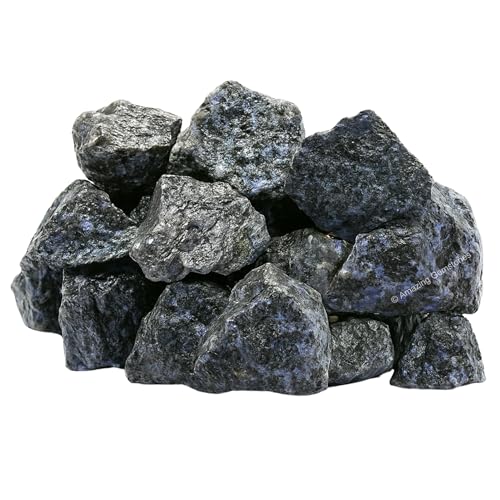 Image of Amazing Gemstone 2 Pieces Indigo Gabbro Raw Crystals and Healing Stones, Natural Rocks for Tumbling and DIY Raw Stones and Crystals