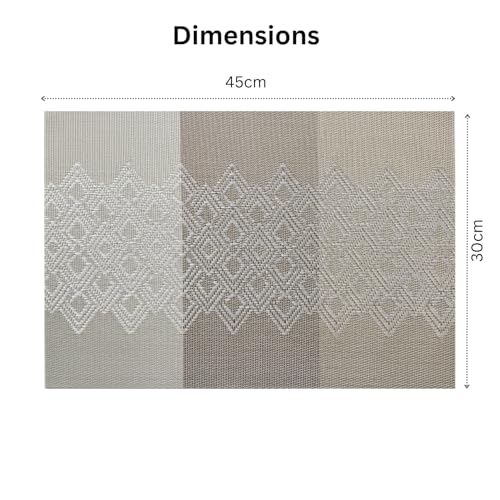 Image of Livmodern Premium PVC Dining Table Mats for 4 Seater | Woven PVC Placemats | Heat Resistant & Anti Skid Table Mats| Wipeable & Washable Set of 4 - Earthy Lattice