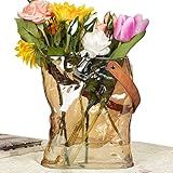 Handbag Shape Glass Vase, Clear Flower Vase with Leather Handle, Glass Purse Vase for Decor, Great f