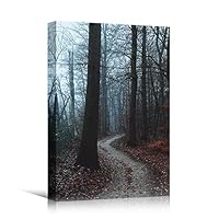Canvas Wall Art Foggy Trees Cool Dramatic Forest Multicolor Nature Photography Rustic - 12x18 inches