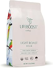 Lifeboost Light Roast Coffee Beans - Non-GMO Single Origin Low Acid Organic Light Roast Coffee - Third Party Tested For Mycotoxins & Pesticides - Whole Bean - 12 Ounces