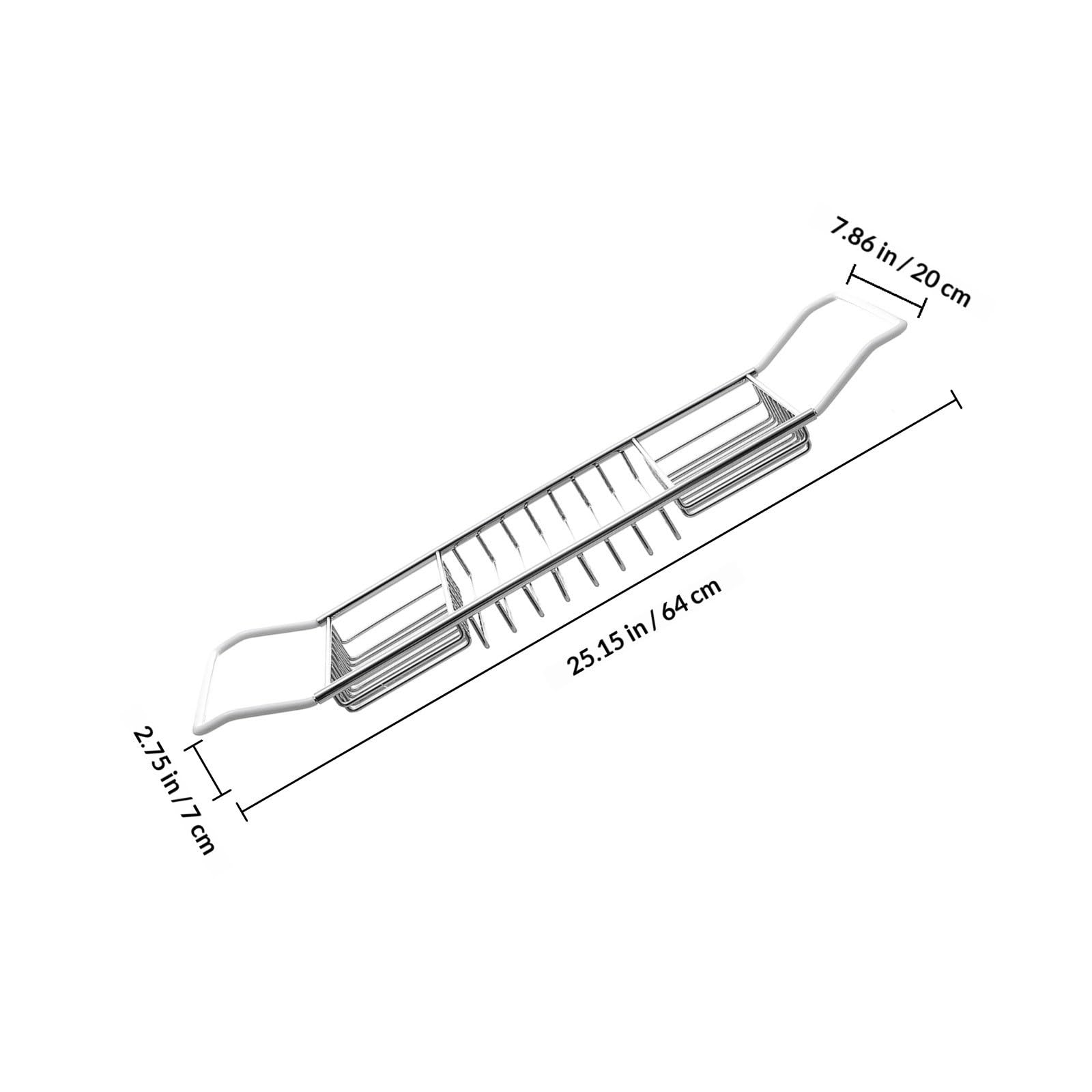 Bandeja de Baño Extensible de Acero Inoxidable Soporte Antideslizante para Bañera, Organizador para, Bebidas y Dispositivos, Adecuado para Uso en Bañeras, Plateado