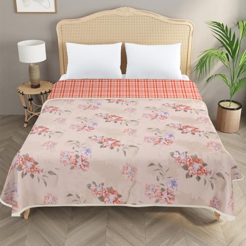 Image of Homestan Reversible All Season Cotton Feel Dohar for Double Bed,Soft Light Weight AC Blanket /Comforter for Summer /Winter /Monsoon (84x88 Inches, Spring Plaid)