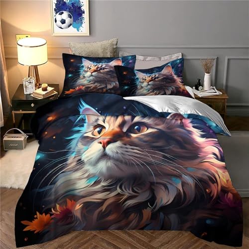 Housse de couette chat 3D en microfibre premium douce et résistante - 6