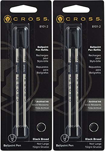 Cross Ballpoint Pen Refill - Black Broad - Dual Pack-2 Pack