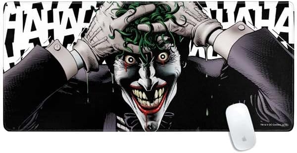 Skinit Extra Large Gaming Mouse Pad - Officially Licensed The Joker Insanity Design with Stitched Edges, Waterproof, Non-Slip Rubber Base, Desk Mat for Keyboard & Mouse, 35.75" x 15.4" inches