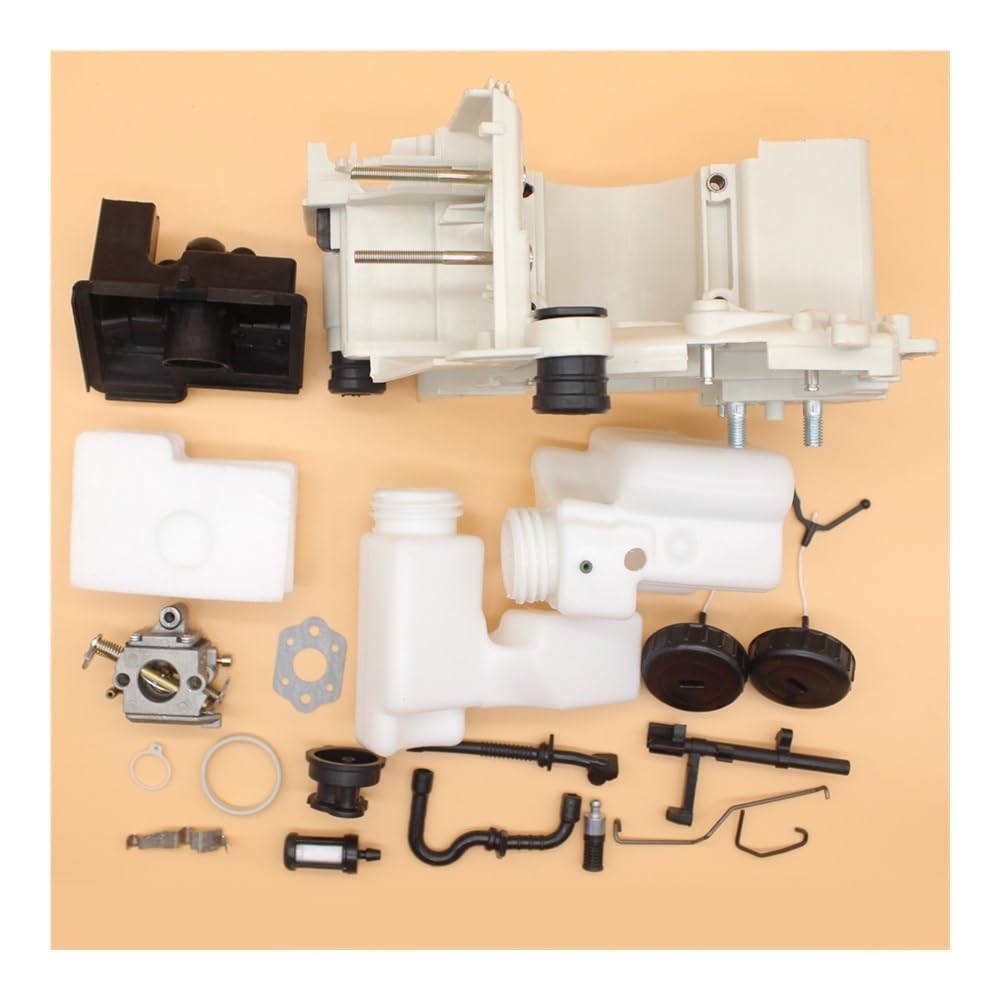 Cárter, Carcasa del Motor, carburador, Filtro de Combustible, Kit Aceite Compatible con MS180, MS170, 018, 017, Motosierra Gasolina, Piezas plástico