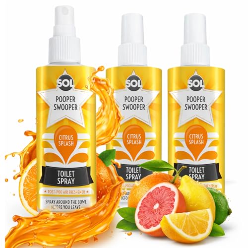 SOL 3pk x 60ml Citrus Splash Pooper Swooper Toilet Spray Poo Spray for Toilet Fresheners 1 000+ Sprays per Pack for Public Bathrooms Office Home Travel-Friendly Cleaning Solution for Poop Odours