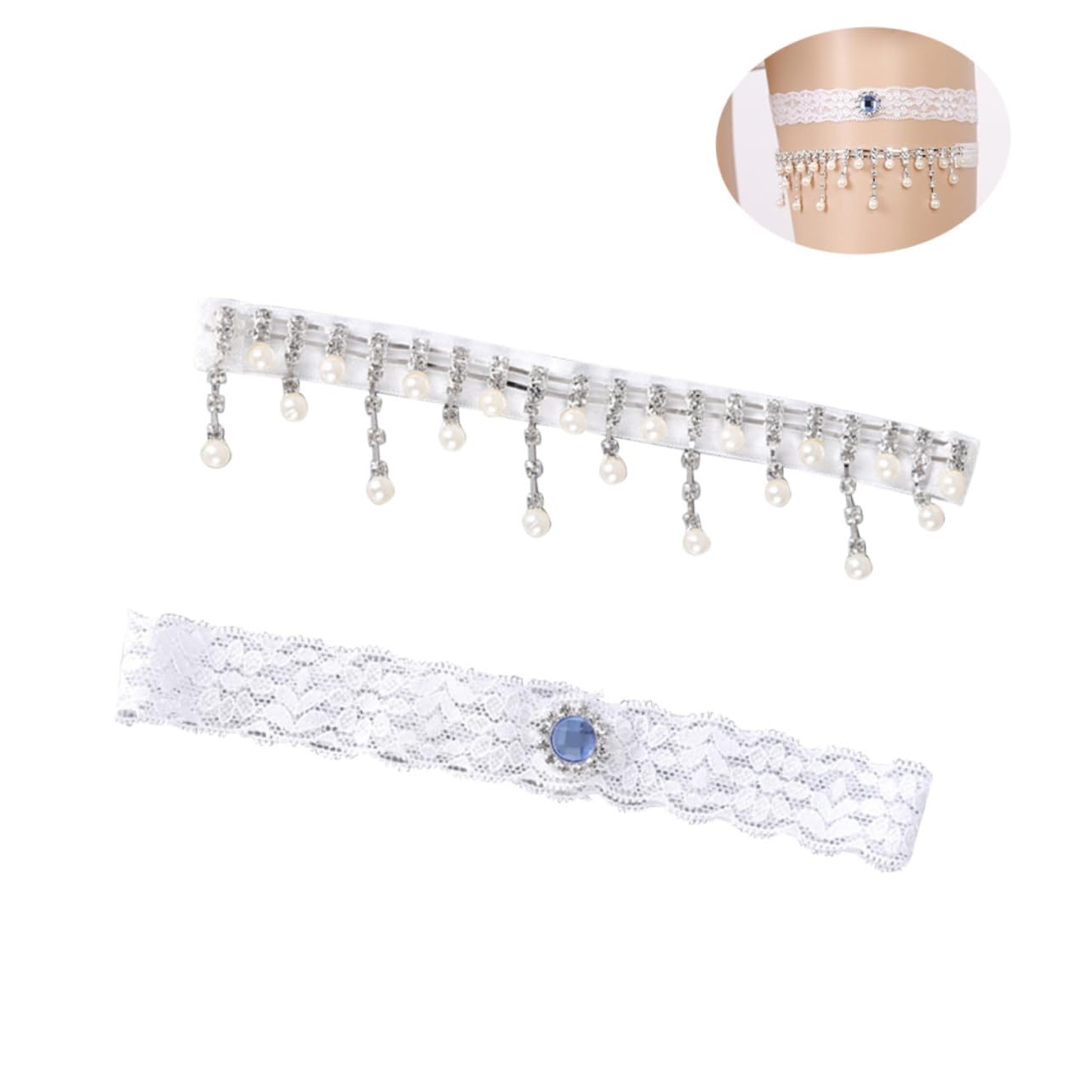 SHERCHPRY 2 Paar Perlenstrumpfband Hochzeit Strumpfband Gürtel Strumpfband für Hochzeit Spitze Blume Strumpfband Hochzeit Strumpfbänder Acryl