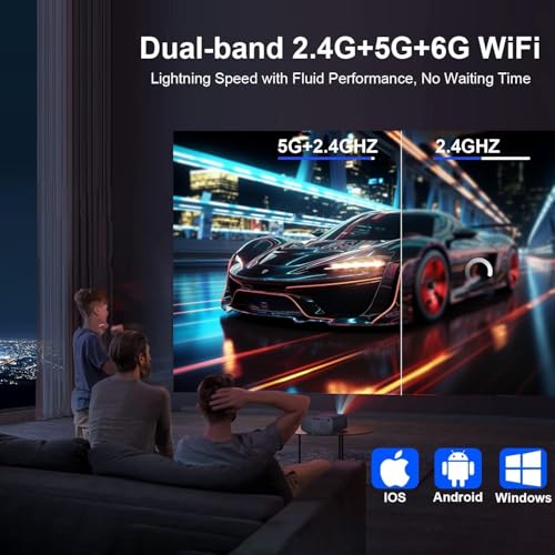 Image of Mini Projector with WiFi and Bluetooth,4K Smart 1080P Portable Outdoor Movie Proyector with Android 13 & Built-in Apps, Auto Vertical Keystone,Compatible with Phone /HDMI /TV Stick