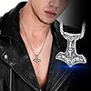 FaithHeart Nordic Jewelry for Man Antique Thors Hammer Pendant Necklace Stainless Steel Viking Mjolnir Jewellery Protective Gifts for Fathers Day #2