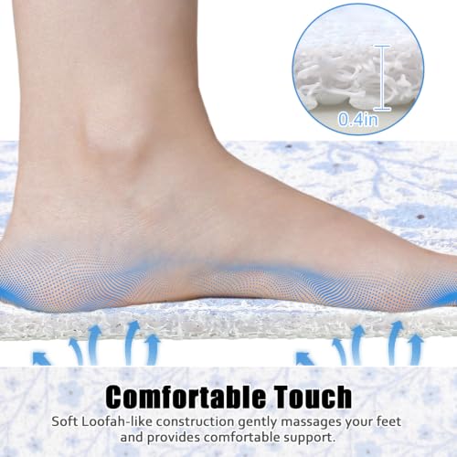 Image of Square Shower Mat Non Slip: 27x27 Inch Shower mats for Inside Shower with Drain Hole in Middle, Super Soft PVC Loofah Massage Shower Floor Mat, Anti Slip Shower Stall Mat, Quick Drying