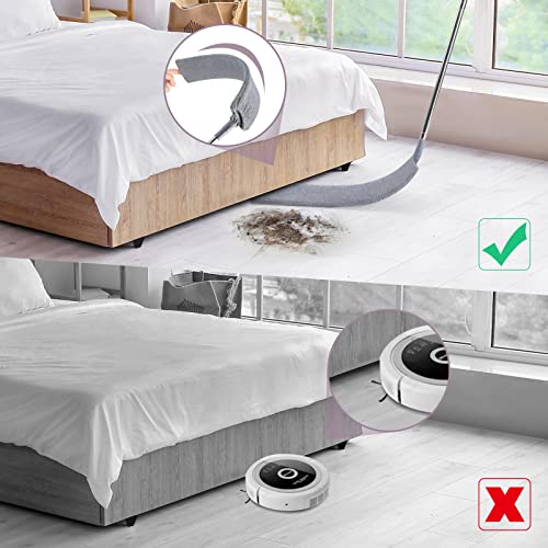 Einziehbarer Spalt-Staubreiniger, Staubwedel-Flachwischer bis zu ausziehbar und Zwei Mikrofaserbezüge, einziehbarer Spalt-Staubreiniger für unter Sofa, Schränke, Bett, Haushaltsspaltstaub