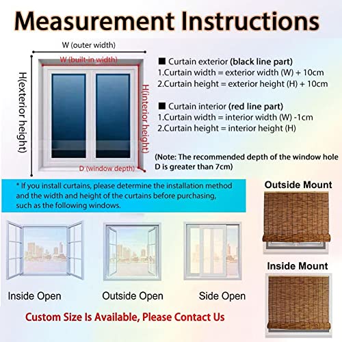 Bamboo Privacy Shades For Balcony Bamboo Blinds For Indoor Windows, Outdoor Reed Curtain Roll Up Waterproof Roman Rattan Shades For Porch Patio, Cordless Custom Sized #TOP6
