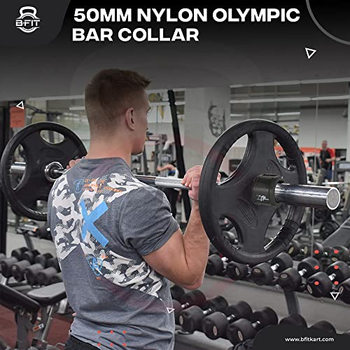 Image of B Fit Olympic /Regular Barbell Collars (Pair)- Solid Nylon /ABS /Aluminium Locking Clamps Size 25 /28 /50 MM Optional (50 MM Pro Style Black)