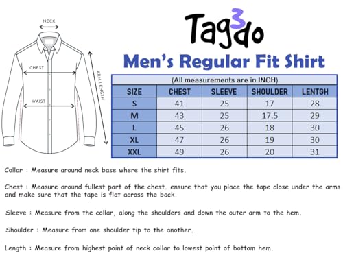 Image of TAGDO Men's Cotton Blend Full Sleeve Solid Shirt with Pocket (5169)