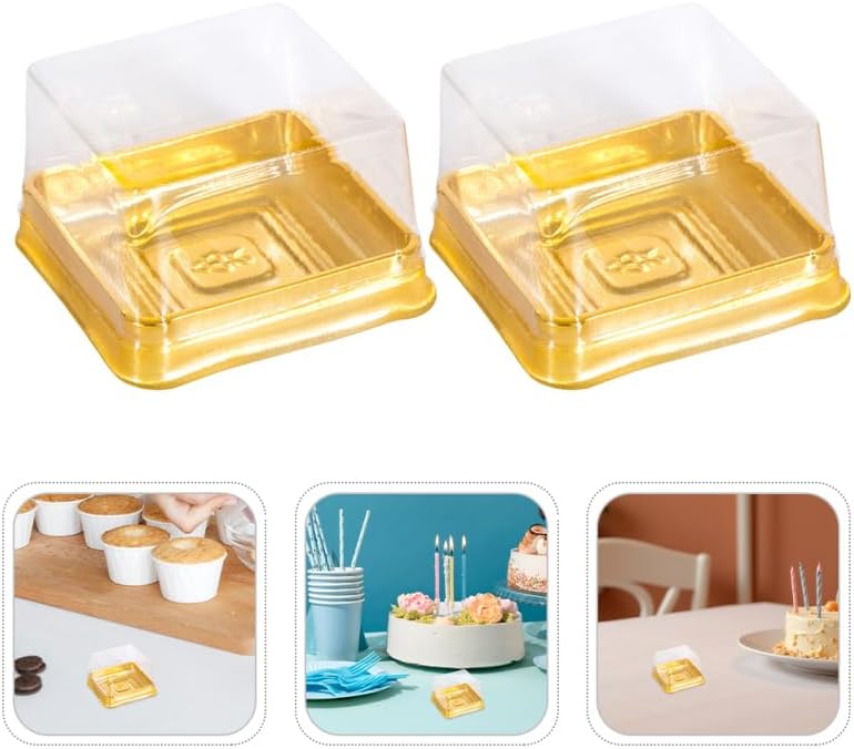 Miniatura 6 de DOITOOL 100 unidades de mini recipientes individuales para cupcakes, embalaje de pastel de luna, cajas de plástico transparente para cupcakes, mini