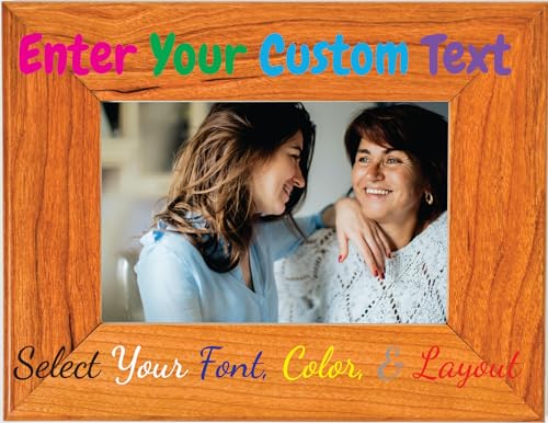 Blue Ridge Mountain Gifts Personalized Wooden Picture Frames - Unique Custom Photo Gift Printed with Special Message in a Color of Your Choice (Wood, 4x6 Landscape/Horizontal)