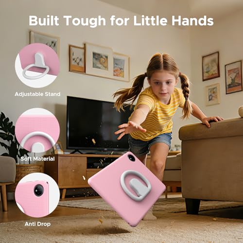 Image of P10 Kids Tablet for ages 3-7, Android 16 Tablet, Gemini AI, 10 Inch Tablet, 90Hz, 32GB RAM+64GB ROM, 7000mAH, 5G WiFi, Face ID, kids tablet with case,Includes a child protective case and pen, Pink